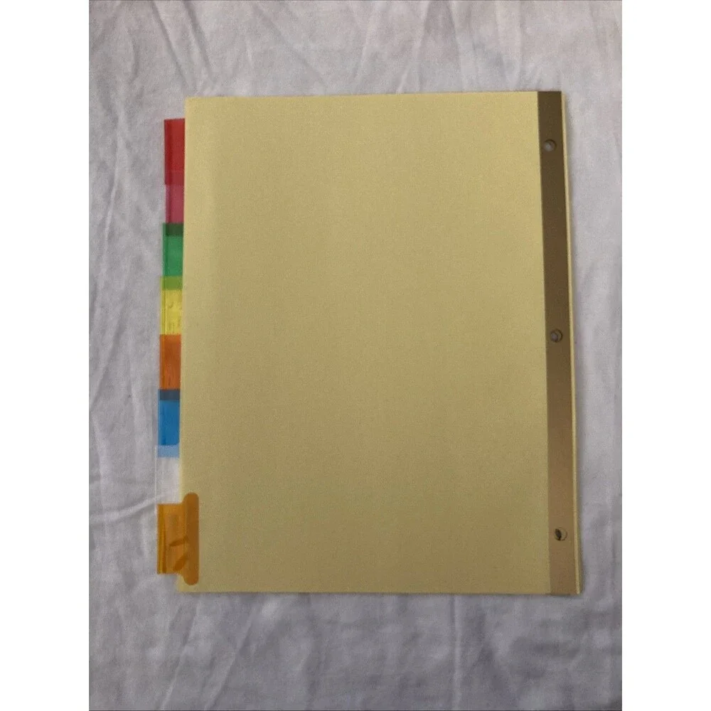 Unbranded 11”x8.5” Paper Yellow Binder Divider | Full Set (8 Sheets)